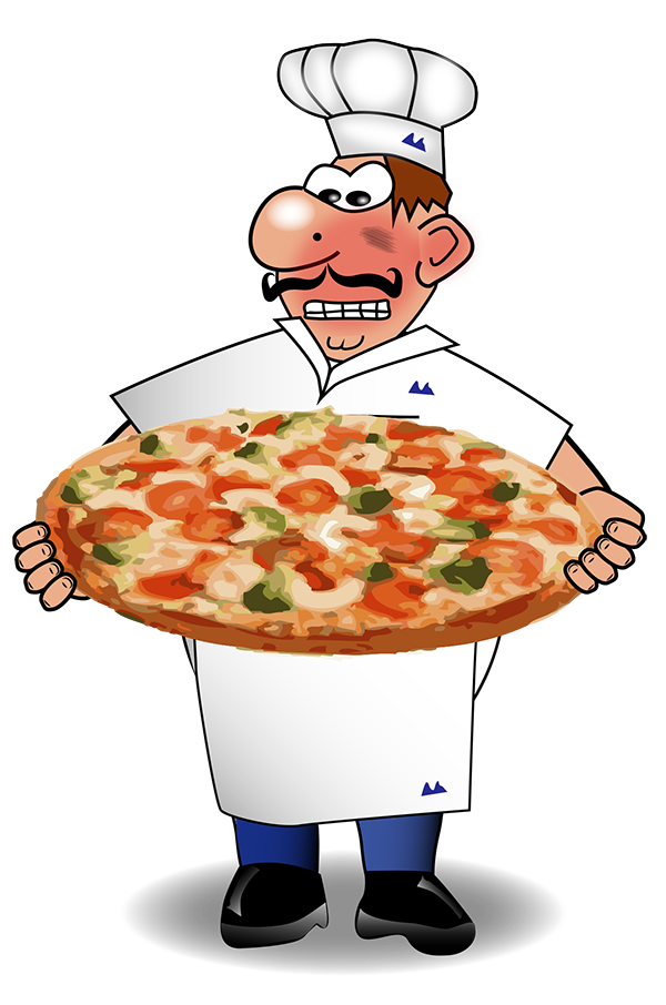 Grafik: Koch mit Pizza